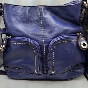 Tignanello Crossbody Bag Purse Blue Genuine Leather